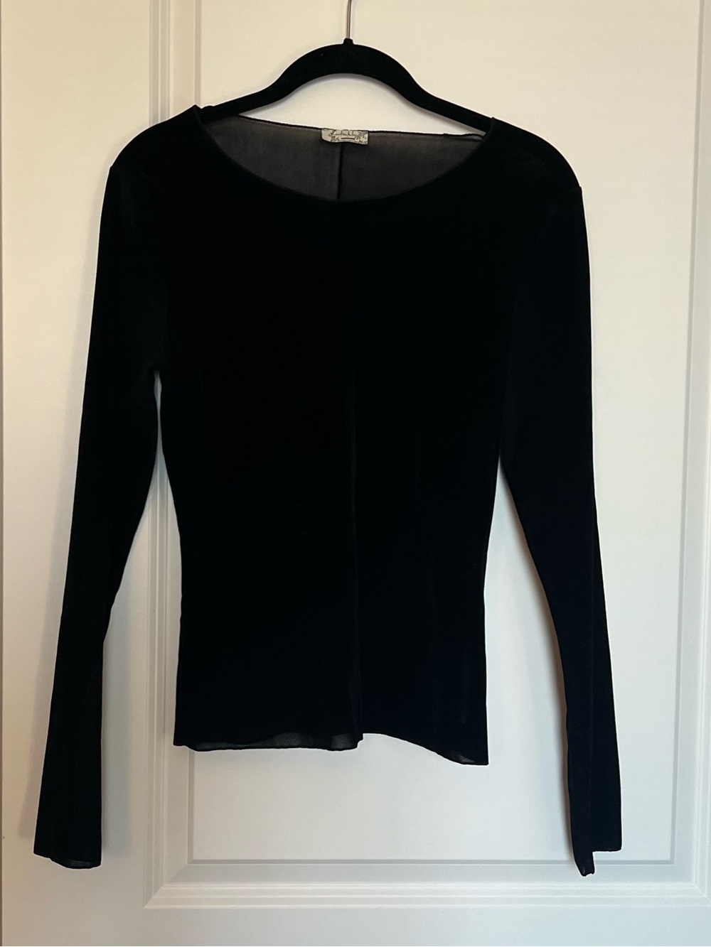 Free People Black Velvet Long Sleeve Top